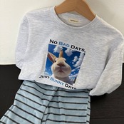 【取寄/韓国直送】Nightbebe 空飛ぶウサギTシャツ |秋服|韓国子供服 |26/AT