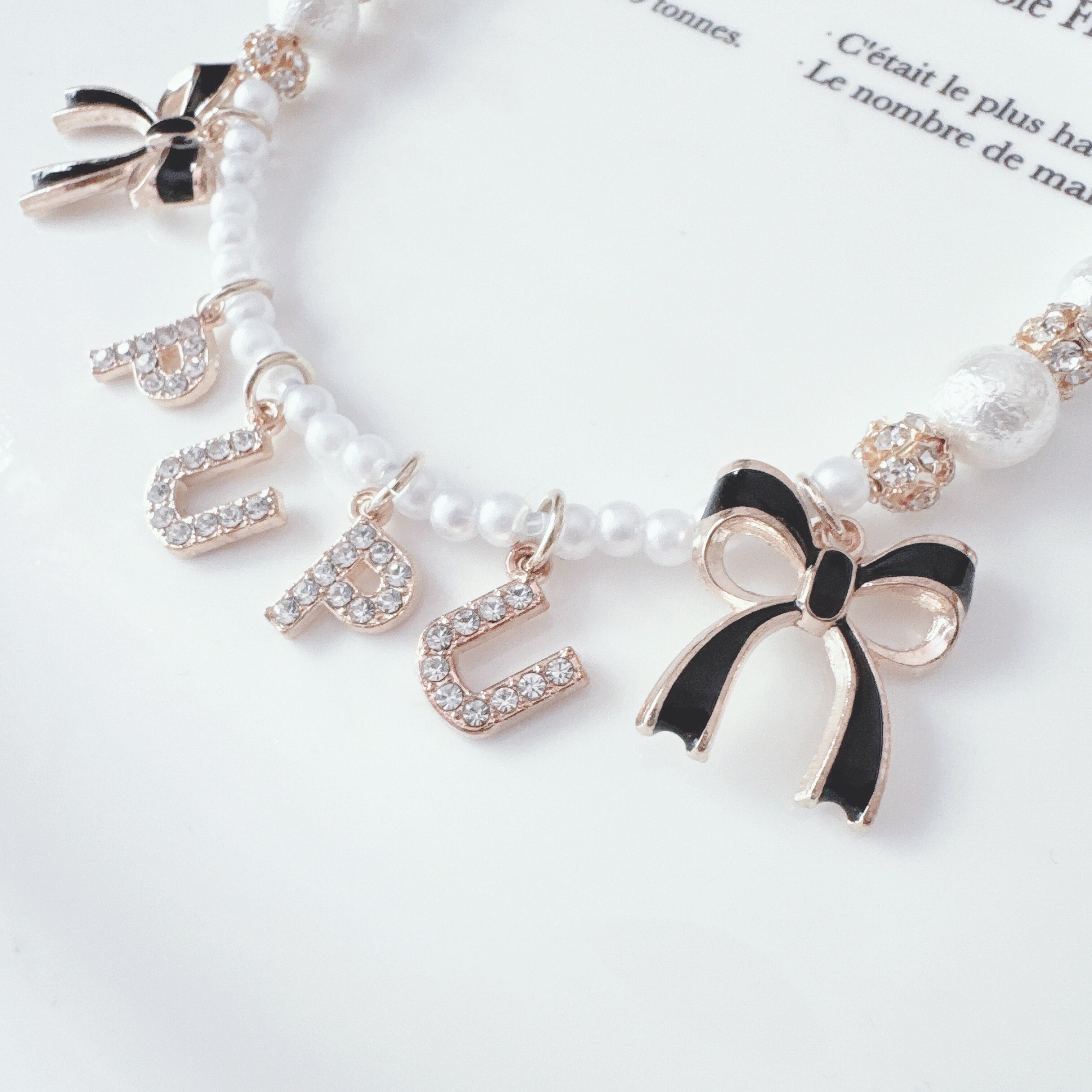 リボンのキラキラお名前ネックレス