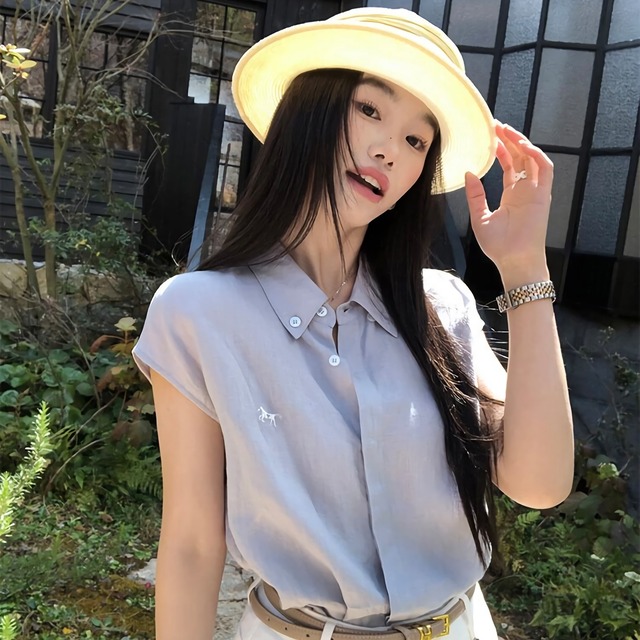 Pure Linen Relaxed Short Sleeve Blouse【S00301】