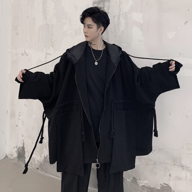 【予約販売】コート オーバーサイズ フード付き 無地 オーバーサイズ ブラック ミドル丈 ジャケット 防寒 お洒落 こなれ感 ベーシック 秋冬 大きいサイズ M/L/XL