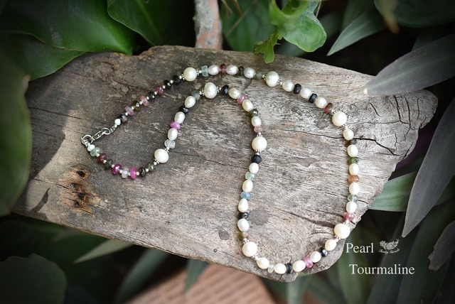 彩豊か★真珠パール トルマリンネックレス973