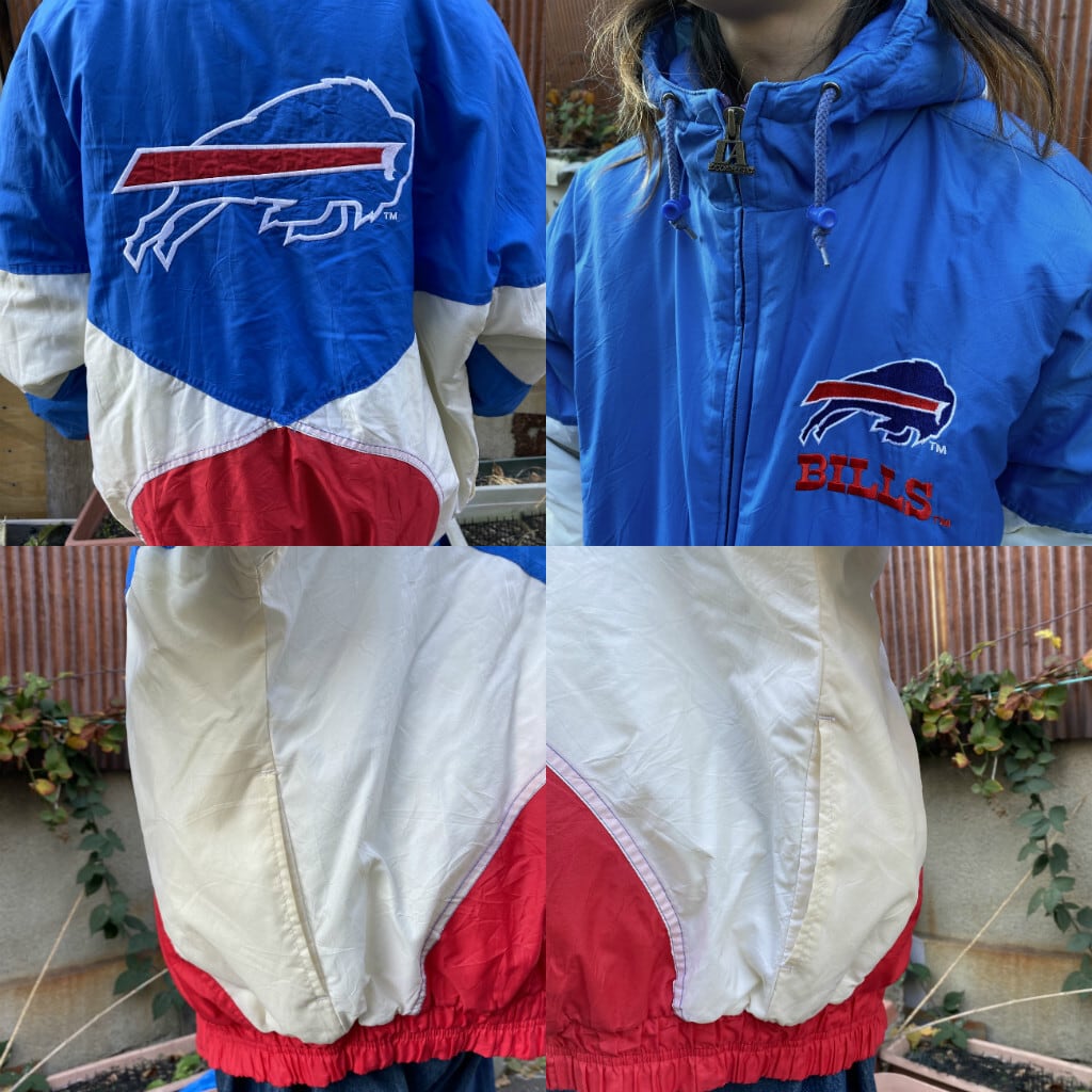 90年代 ビンテージ LOGO AUTHENTIC NFL PROLINE 中綿 フード付き ナイロンジャケット バッファロー・ビルズ メンズ