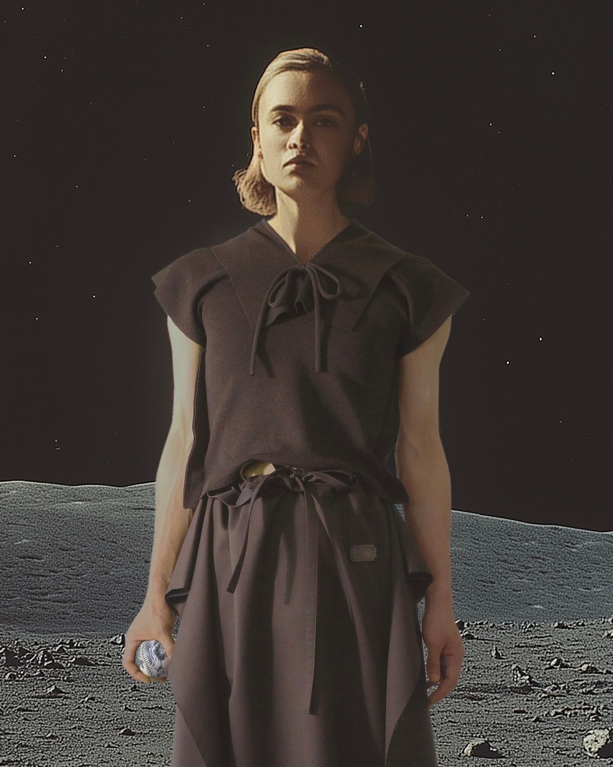 RITSUKO KARITA - Collage print pleats skirt : black line / (ﾘﾂｺｶﾘﾀ