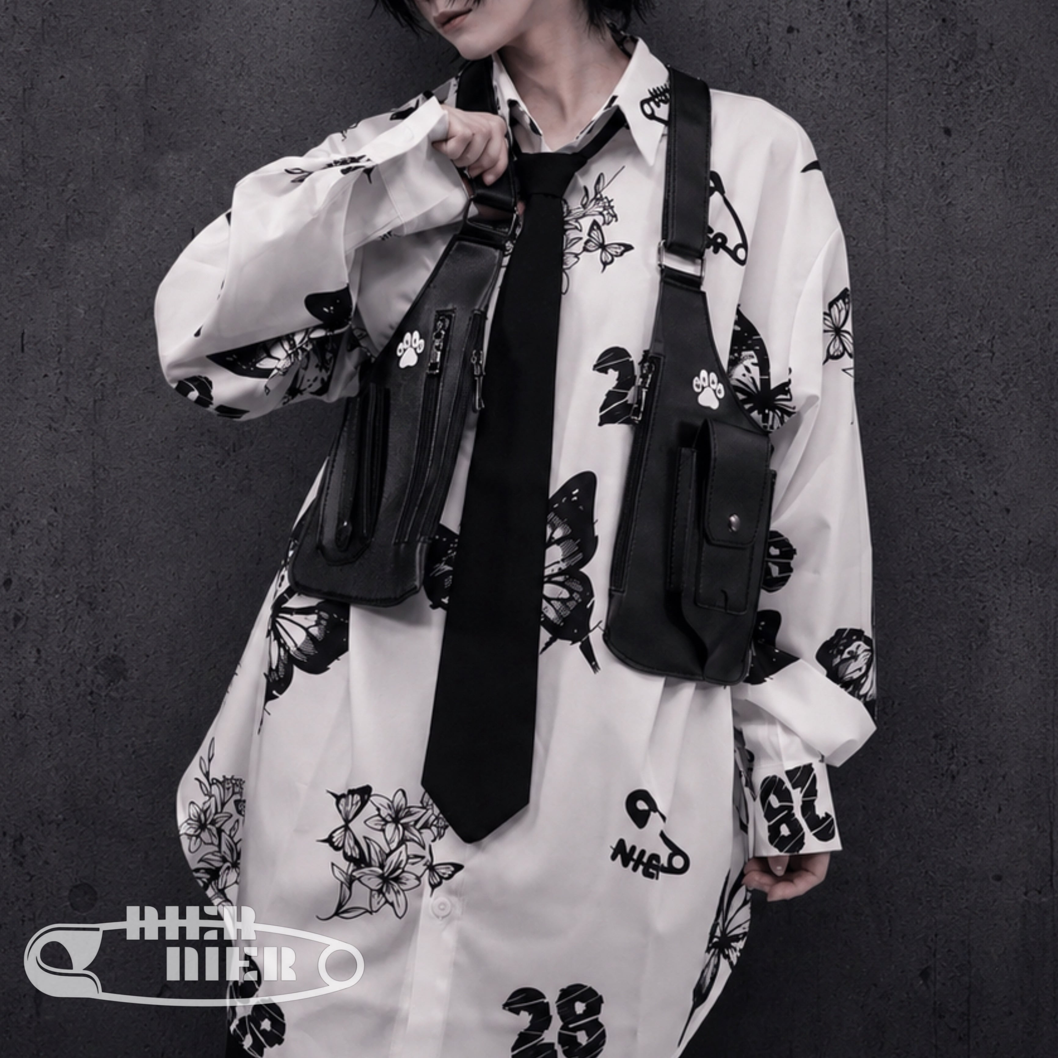 MULTI POCKET BLACK HARNESS | NIER CLOTHING