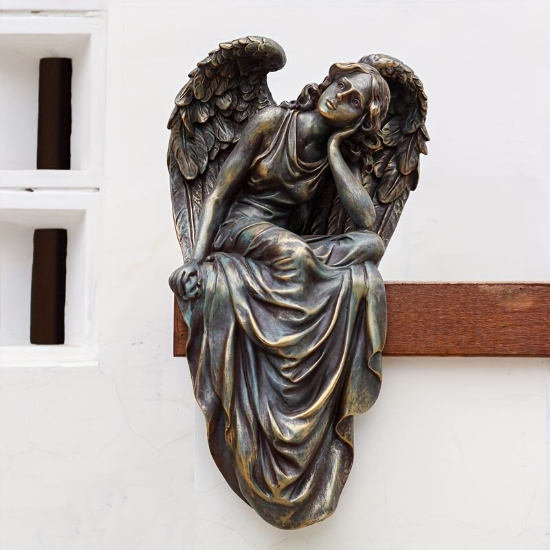 ガーデン オブジェ 天使 ヴィンテージ調 おしゃれ かわいい インテリア 置物 オーナメント レトロ調 アンティーク調 庭 玄関 バルコニー エクステリア