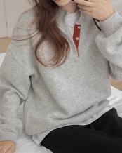 Contrast color henley Knit T20276