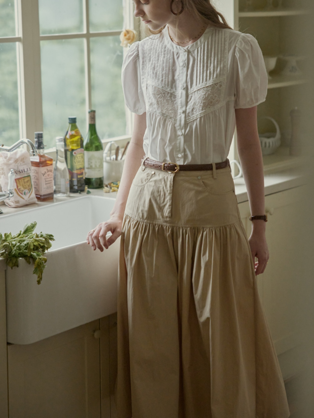 Trèfle Blanc Pintuck Blouse F0723