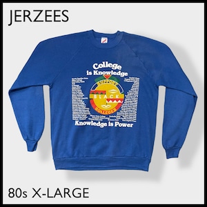 【JERZEES】80s USA製 カレッジ 大学名 レトロ プリント スウェット ラグランスリーブ オールド ヴィンテージ  X-LARGE US古着