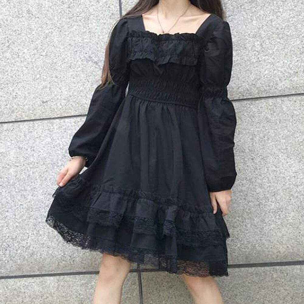 ゴシックブラックパフスリーブワンピース Black Lotus