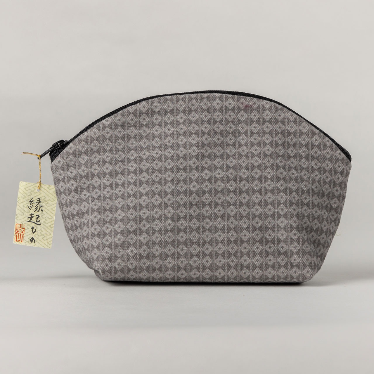 和柄ポーチ／釘抜柄／グレー×ダークグレー