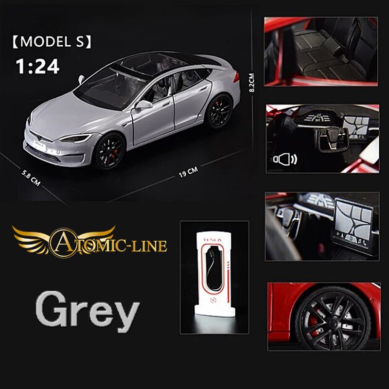 テスラ MODEL S 1/24 ミニカー 全5色 ライト点灯 エンジンサウンド