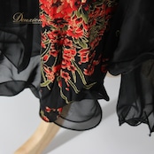 社交ダンス 衣装 スタンダード ドレス ワンピース パーティドレス ブラック系 レッド系 prima boutique プリマブティック 黒 赤 花柄 大人向け おしゃれ デザイン 花柄ドレス フレアスカート フラワープリント 可愛い 謝恩会 結婚式 交流会 ダンスパーティー おすすめ 上品 体型カバー 楽ちん 厚手素材 柔らかい 肌触り 艶感 プロ用 競技会 用途広い ブラックドレス レッドドレス シンプル 着心地良い