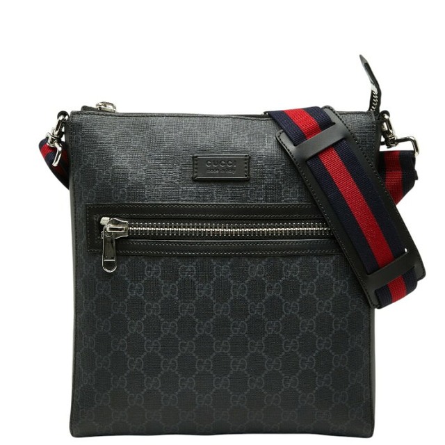 グッチ GGスプリーム 斜め掛け ショルダーバッグ 474137 ブラック PVC レザー メンズ GUCCI 【中古】