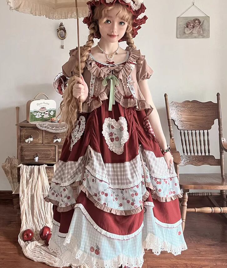 ロリータファッション ワンピース + ボレロ 2点セット 長さ変更可能