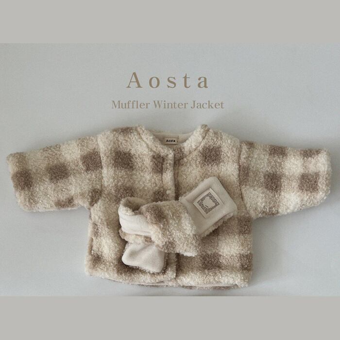100サイズ【即納】AOSTA(アオスタ) ふわふわブルゾン+マフラー付き Lサイズのみ
