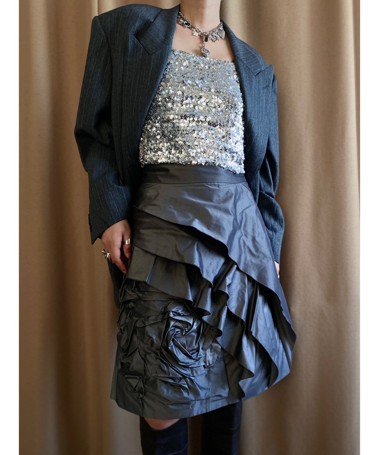 LANVIN COLLECTION rose design skirt-4300-8