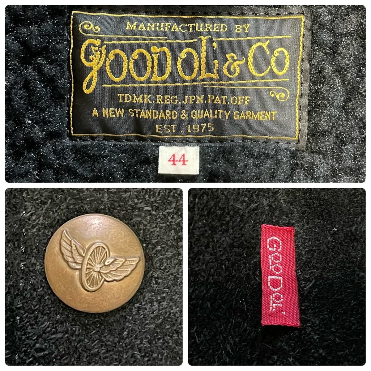 稀少サイズ44 GOOD OL' スウェード ボアランチジャケット ブラック