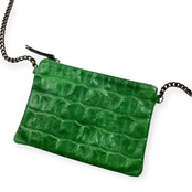 PULICATI プリカーティ イタリア製 型押し レザー ショルダーバッグ チェーン ミニ ポシェット グリーン