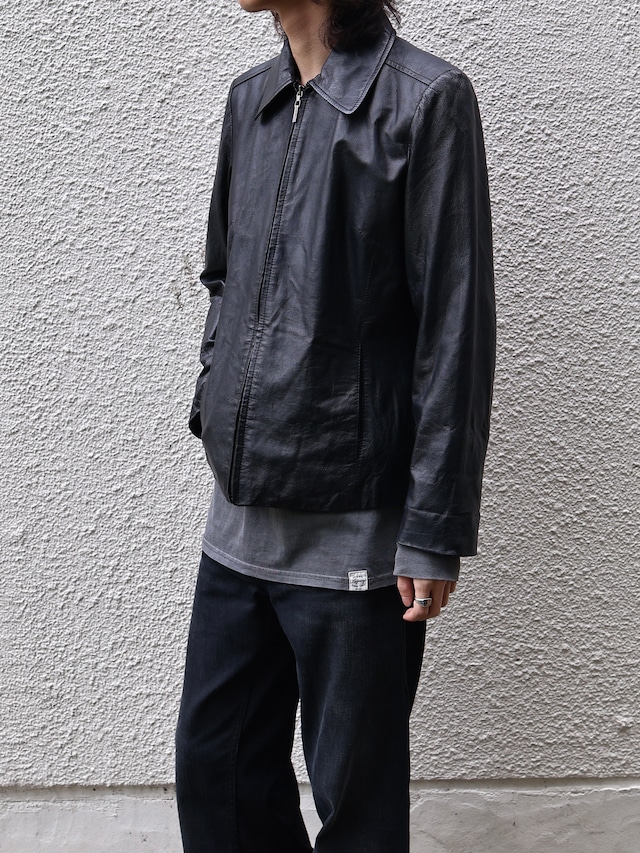 minimal zip up leather jacket
