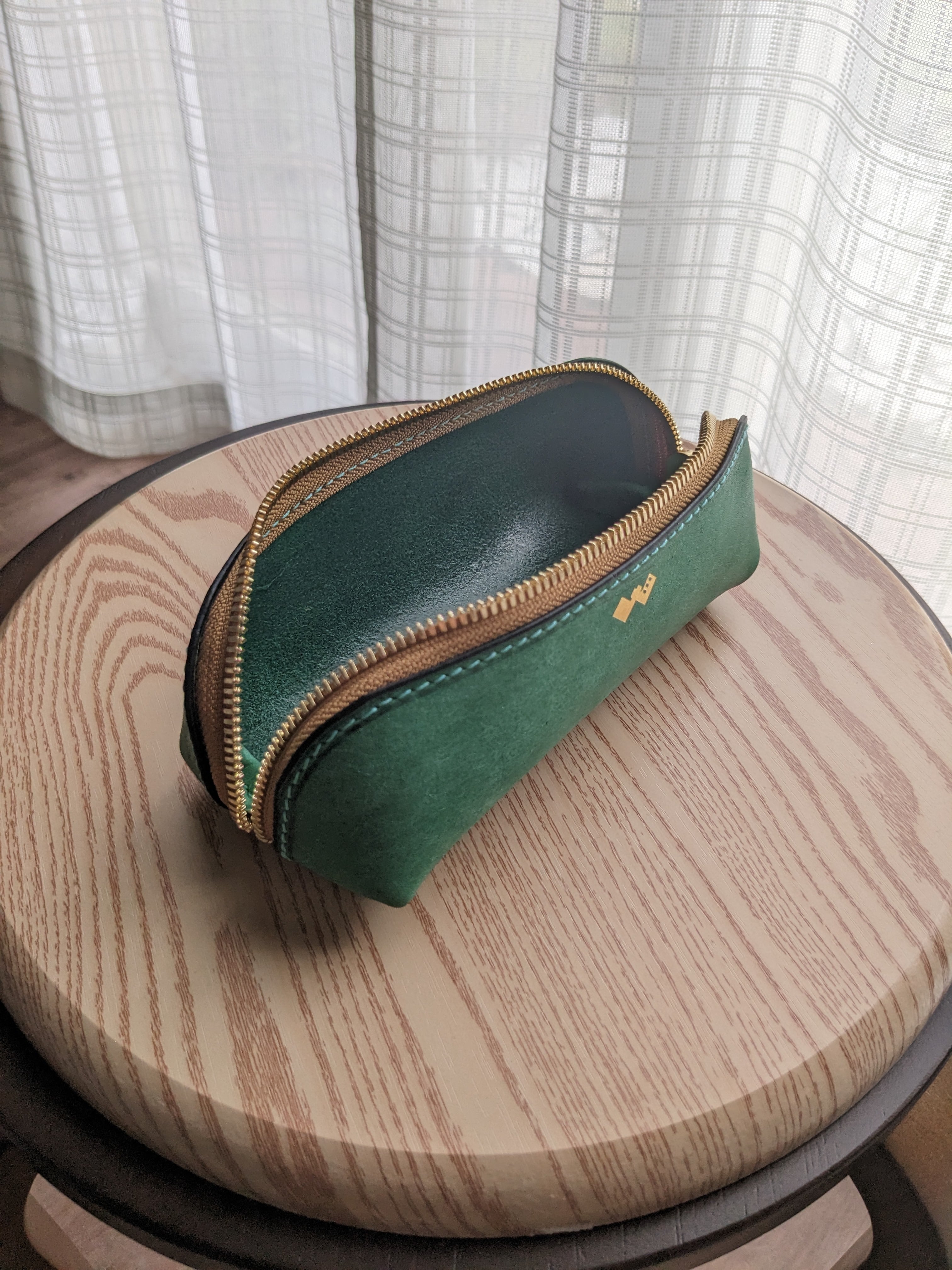 本革 レザー ペンケース ターコイズグリーン ミシン縫い | Proof Ezo