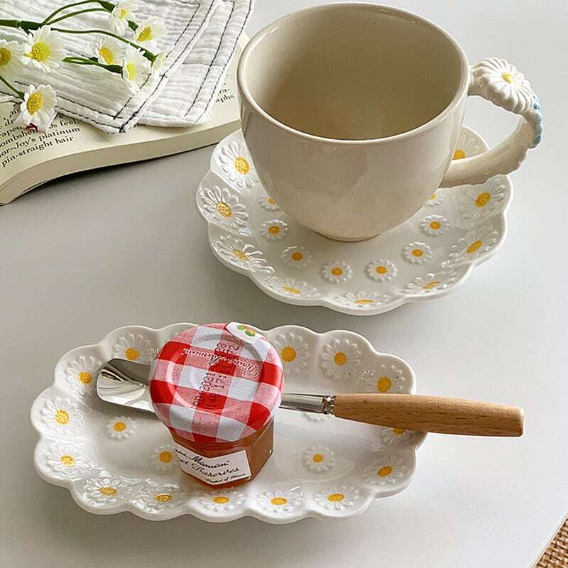 【CUP】レリーフデージーカップ&トレーセット