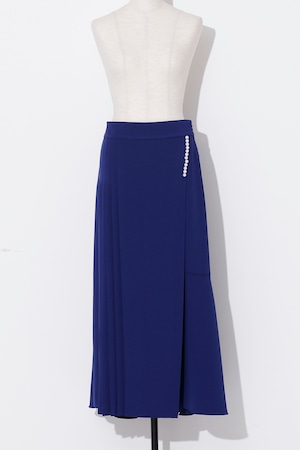 Pearl Pleat Asymmetry Skirt　BLUE
