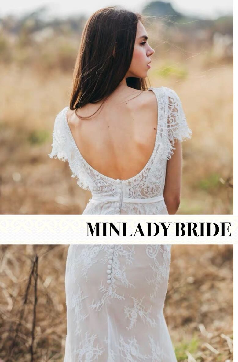 総レース マーメイドライン ウェディングドレス 半袖 | MINLADY BRIDE