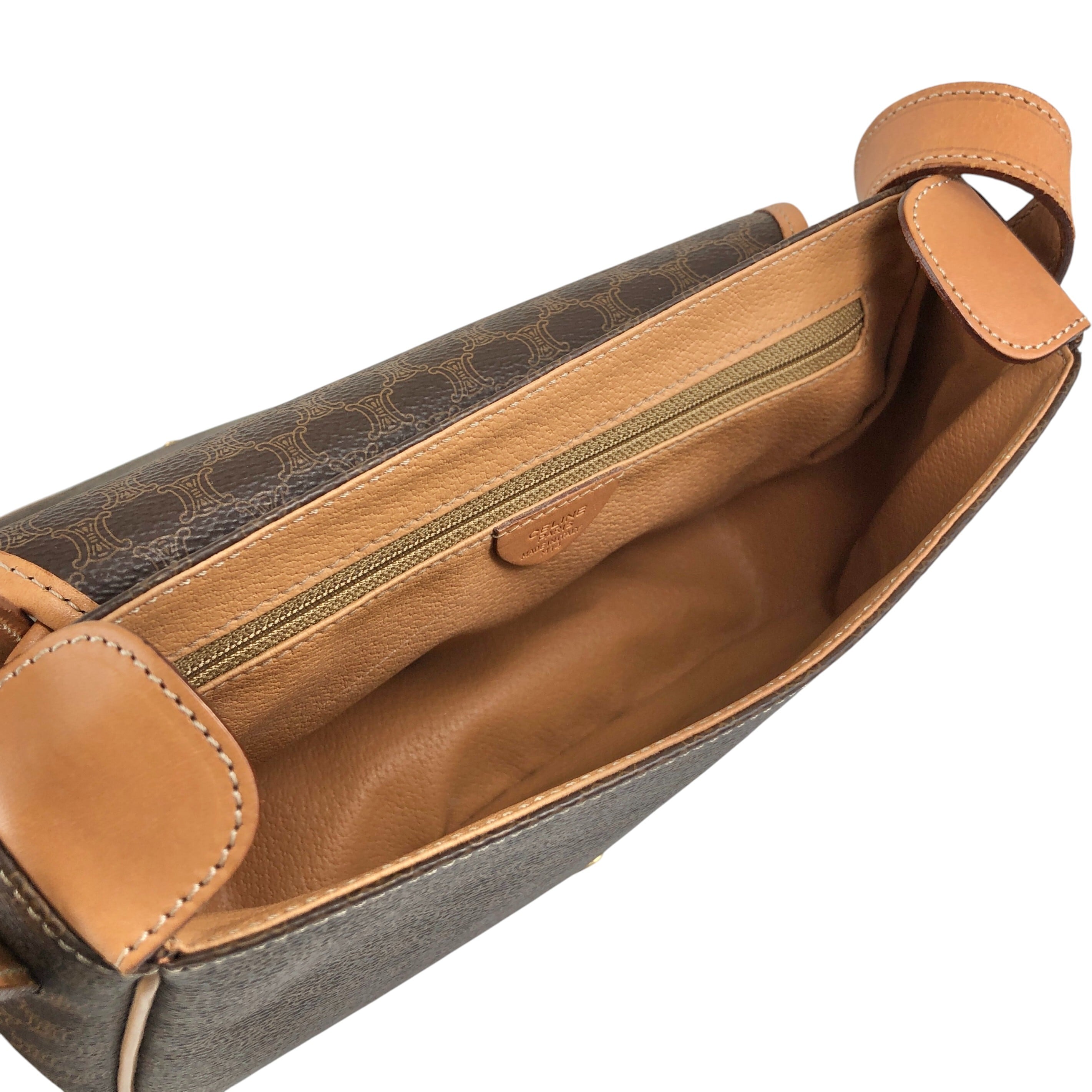 CELINE セリーヌ マカダム ショルダーバッグ ブラウン ブラゾン PVC