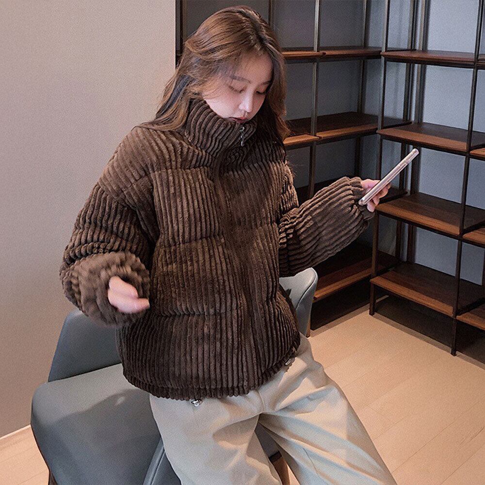 コーデュロイ 中綿 ジャケット レディース 秋冬 韓国 ショート丈 アウター 防寒 保温 おしゃれ ゆったり 大人 かわいい 暖かい ブルゾン ダウン 大人可愛い 大人女子