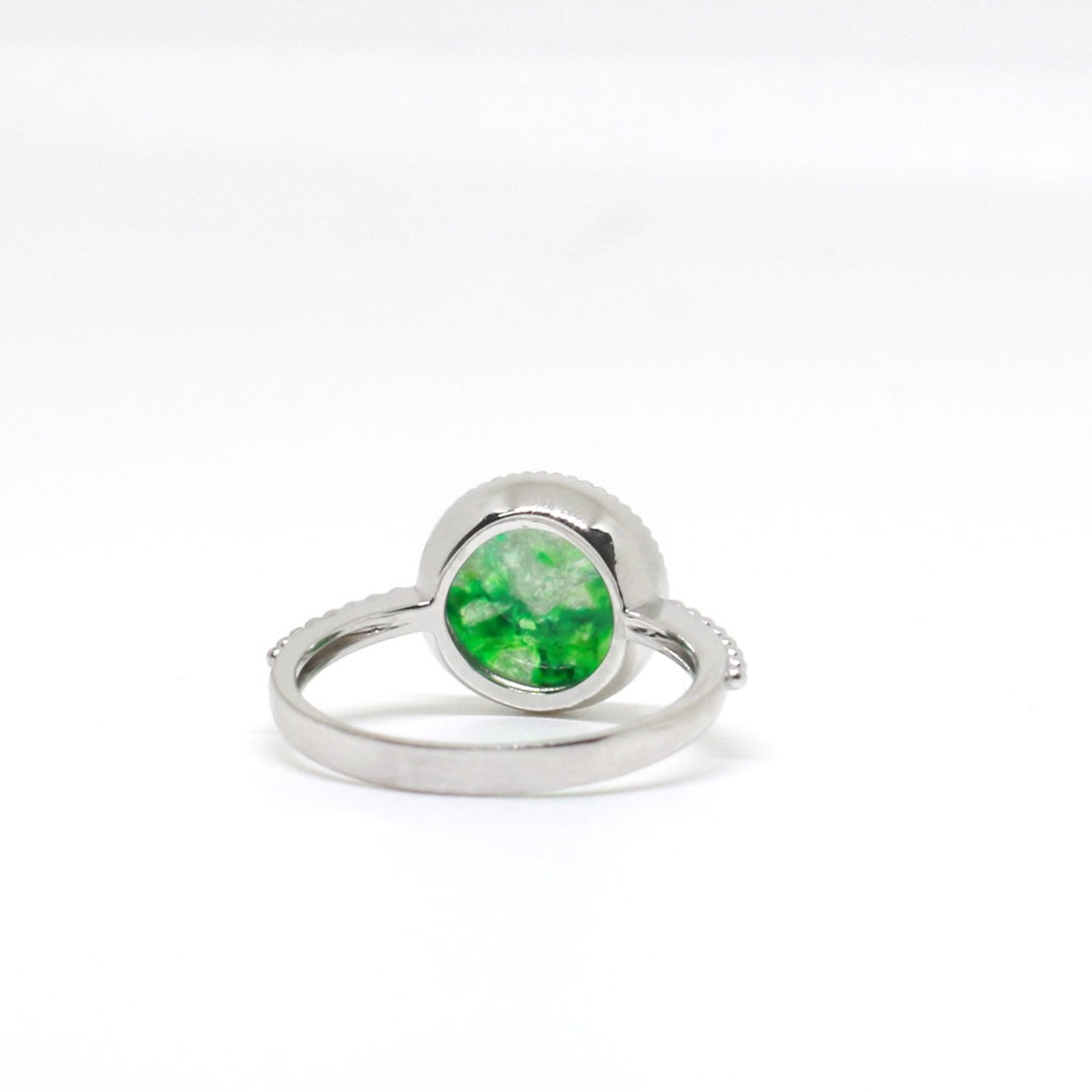 【9.5号】光を通してくれるリング！K10 WG 濃緑翡翠リング A貨翡翠 jd_rg1040