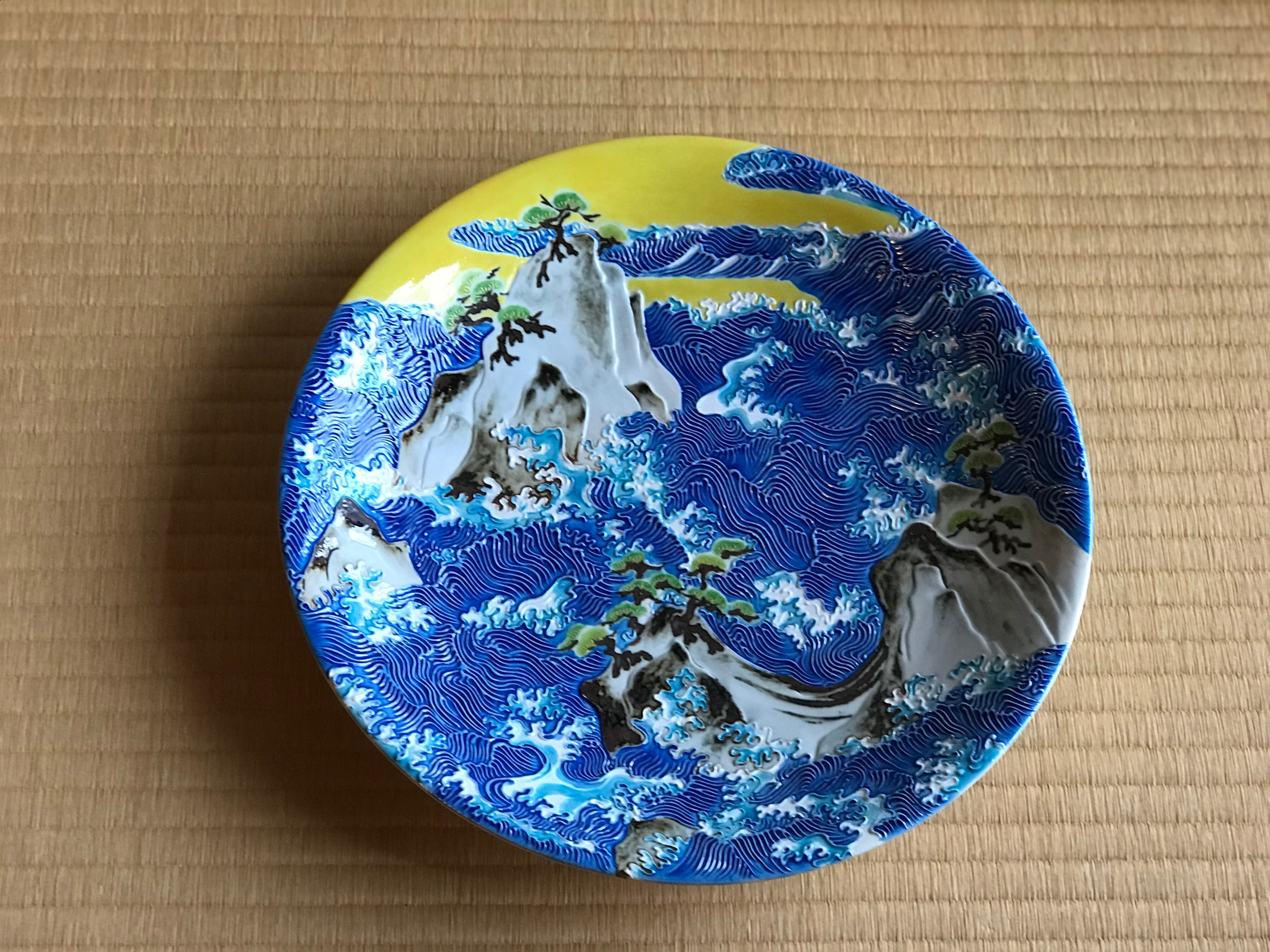 交趾松島図飾大皿/Big decoration plate,colored Matushimaー 交趾松島図飾大皿/Big decoration plate,colored Matushimaー