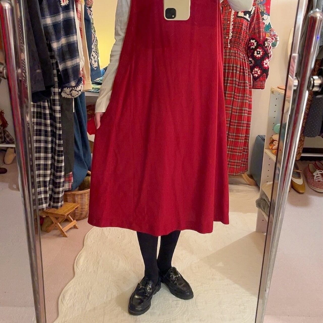 red button wool jumper skirt