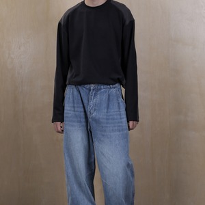 コントラストカラーワッフルロングTシャツ　0812