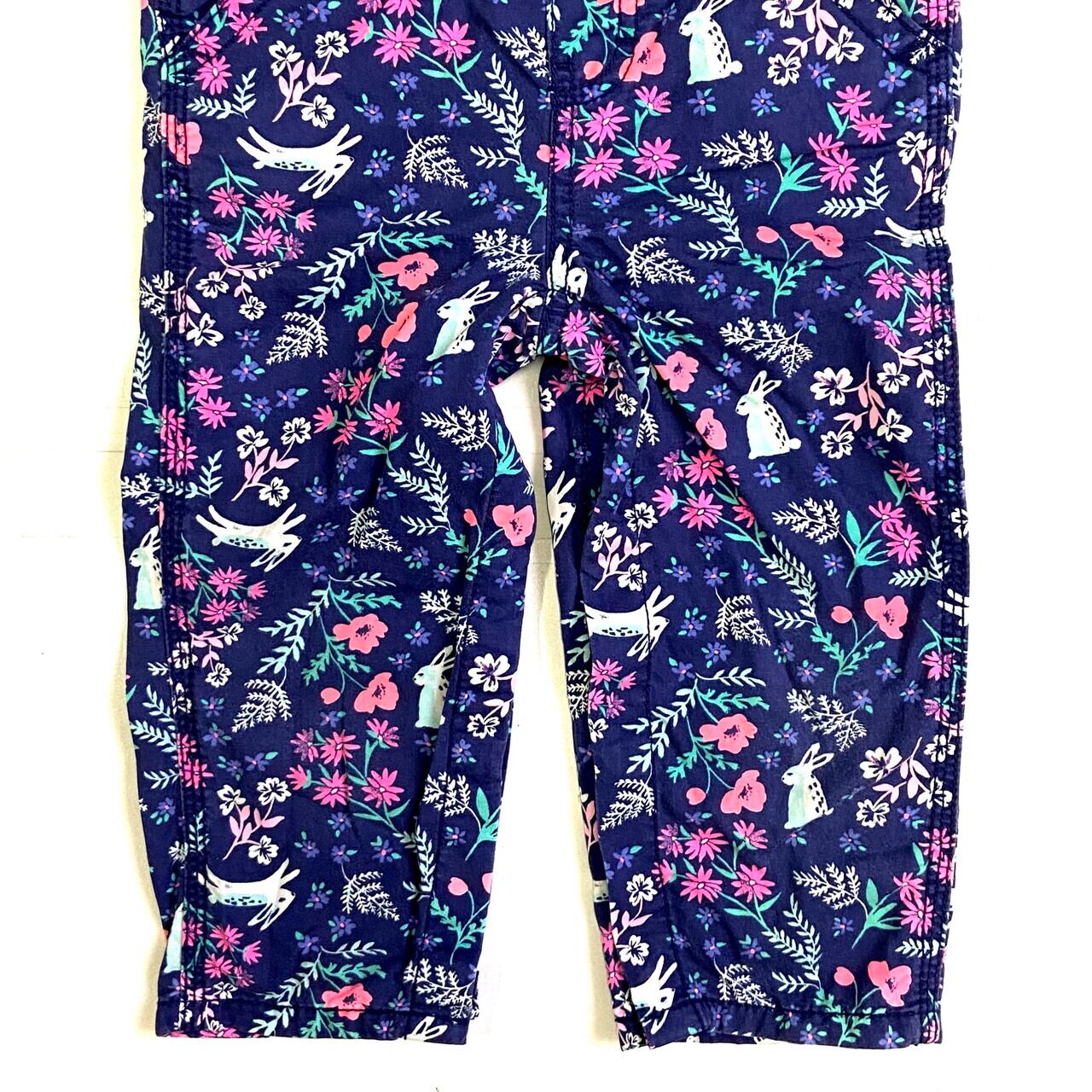 kids】オシュコシュ うさぎ 花柄 総柄 オーバーオール キッズ24ヵ月 90
