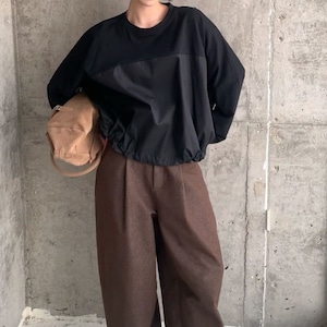 BATWING LONG SLEEVES DRAWSTRING HEM T-SHIRT M-18422