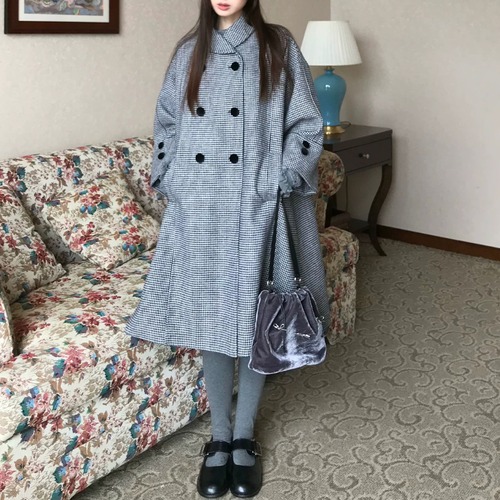 千鳥格子柄ダブルボタンコート ・79332