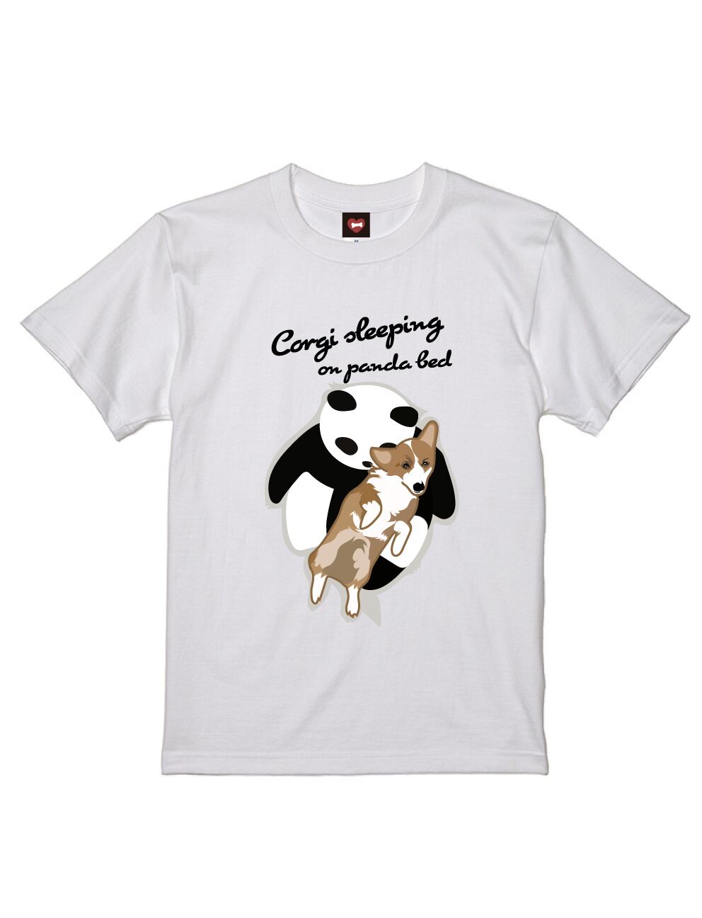 デザインNo.469 パンダで寝るコーギーTシャツ5.6ozTシャツ