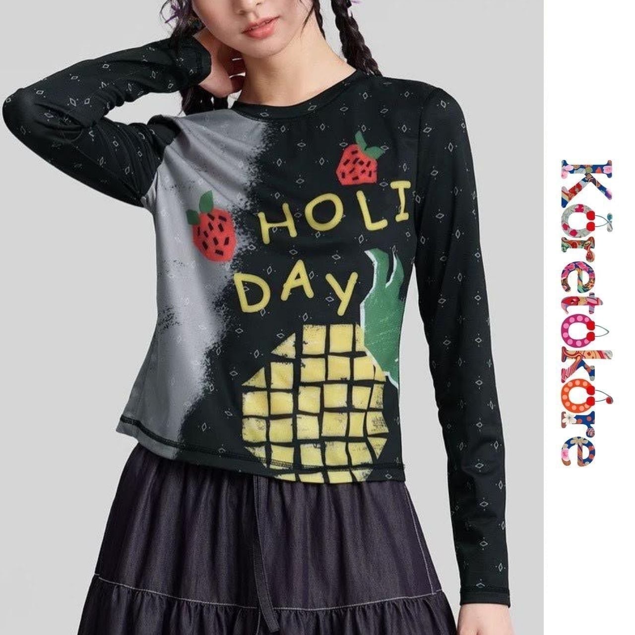 Fun graphic mood top〈2color〉 A0241