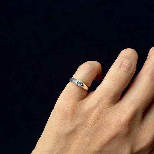 Vintage Silver Pinky Ring with Light Blue Stone