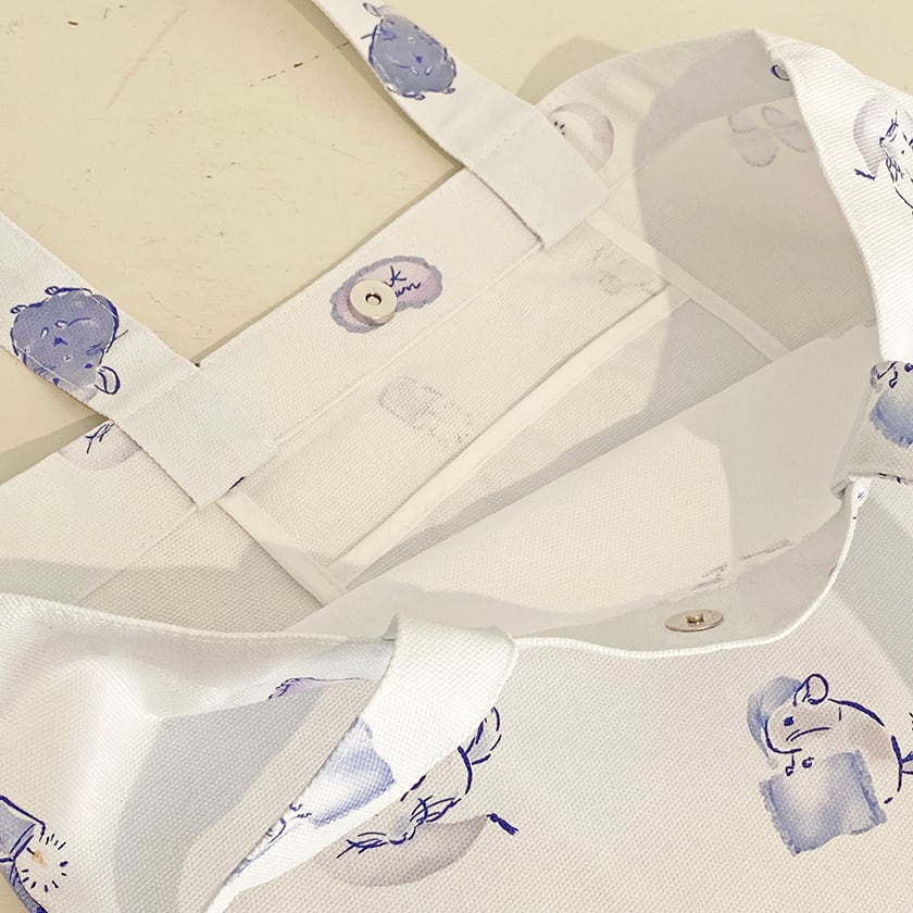 チンチラ　PJC 総刺繍　爽やかな藤色　未使用 　　Ｌサイズ フルプリントトート チンチラ | チンチラ雑貨MarkCrown｜チンチラ