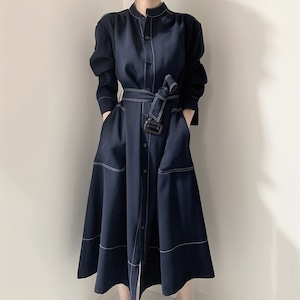 piping long shirt one-piece<d1412>