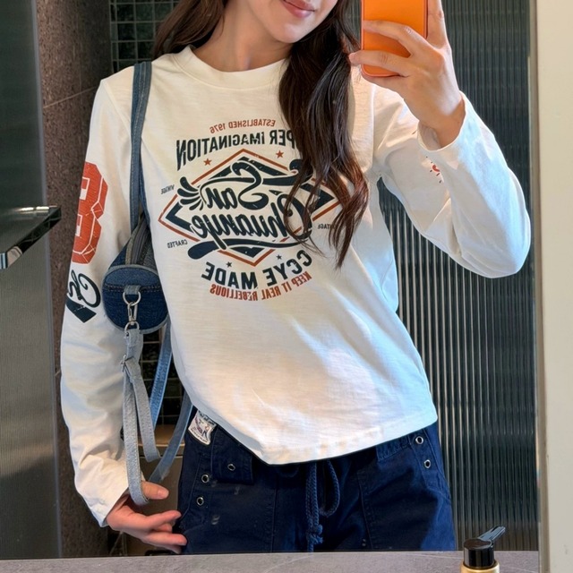カレッジライクロゴグラフィックロングTシャツ 2col R02720