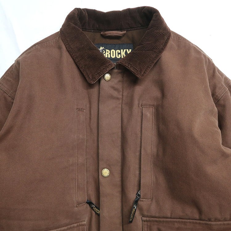 古着 ROCKY ダック ワークジャケット ダックジャケット 襟コーデュロイ
