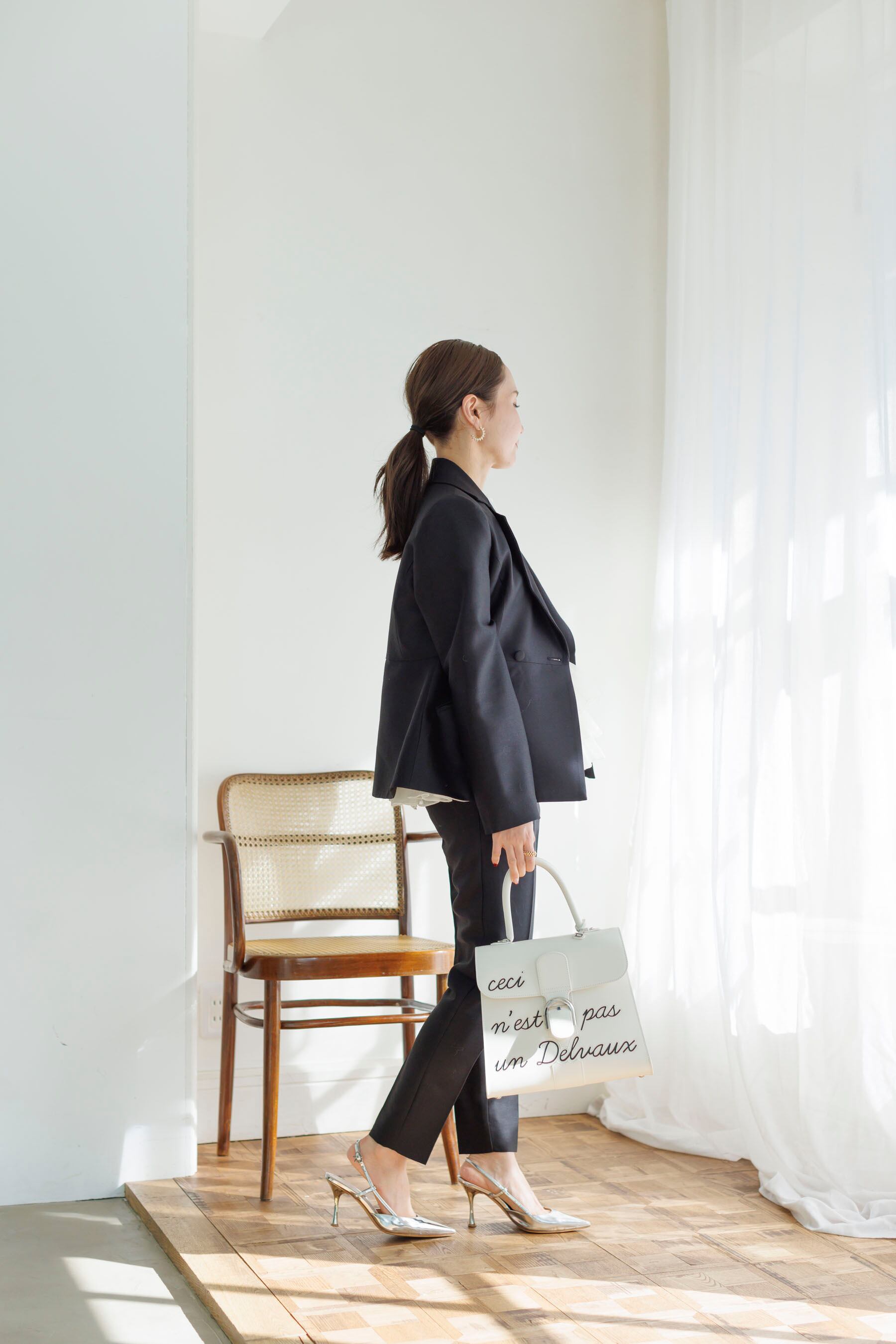 BLUELEA ブルレア Silk wool grosgrain pants