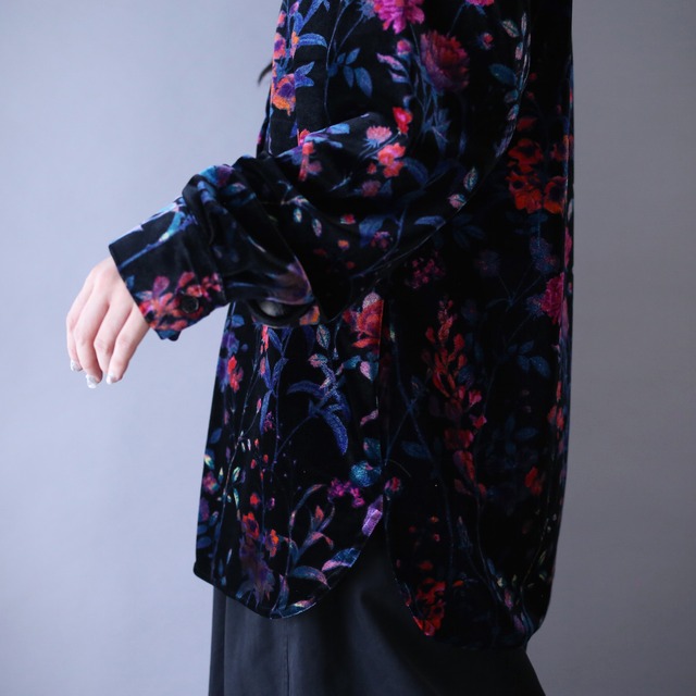beautiful flower pattern velours shirt