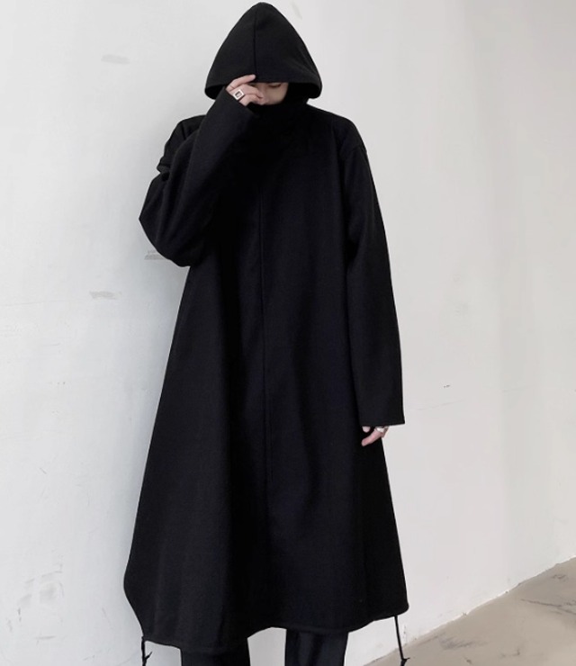 HOODED WOOL LONG COAT