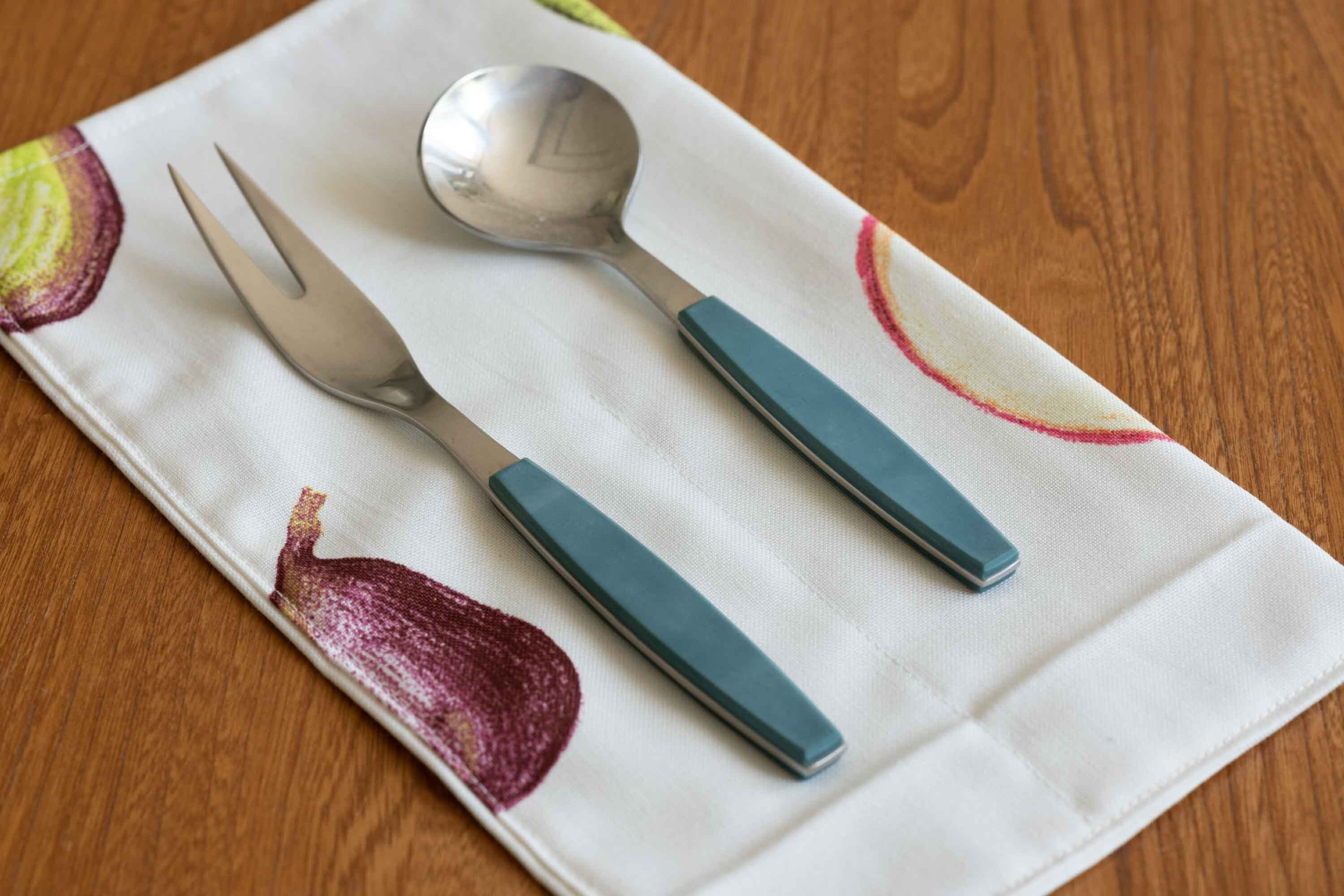 Georg Jensen　ジョージジェンセン Strataシリーズ Henning Koppel　デザイン サービングフォークとスプーンのセット　Small Serving Fork &Spoon
