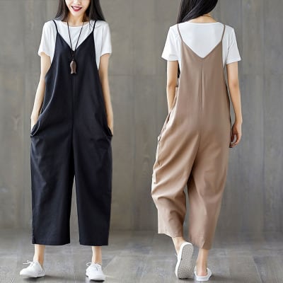 サロペット パンツ レディース 春夏秋冬 オールインワン Vネック