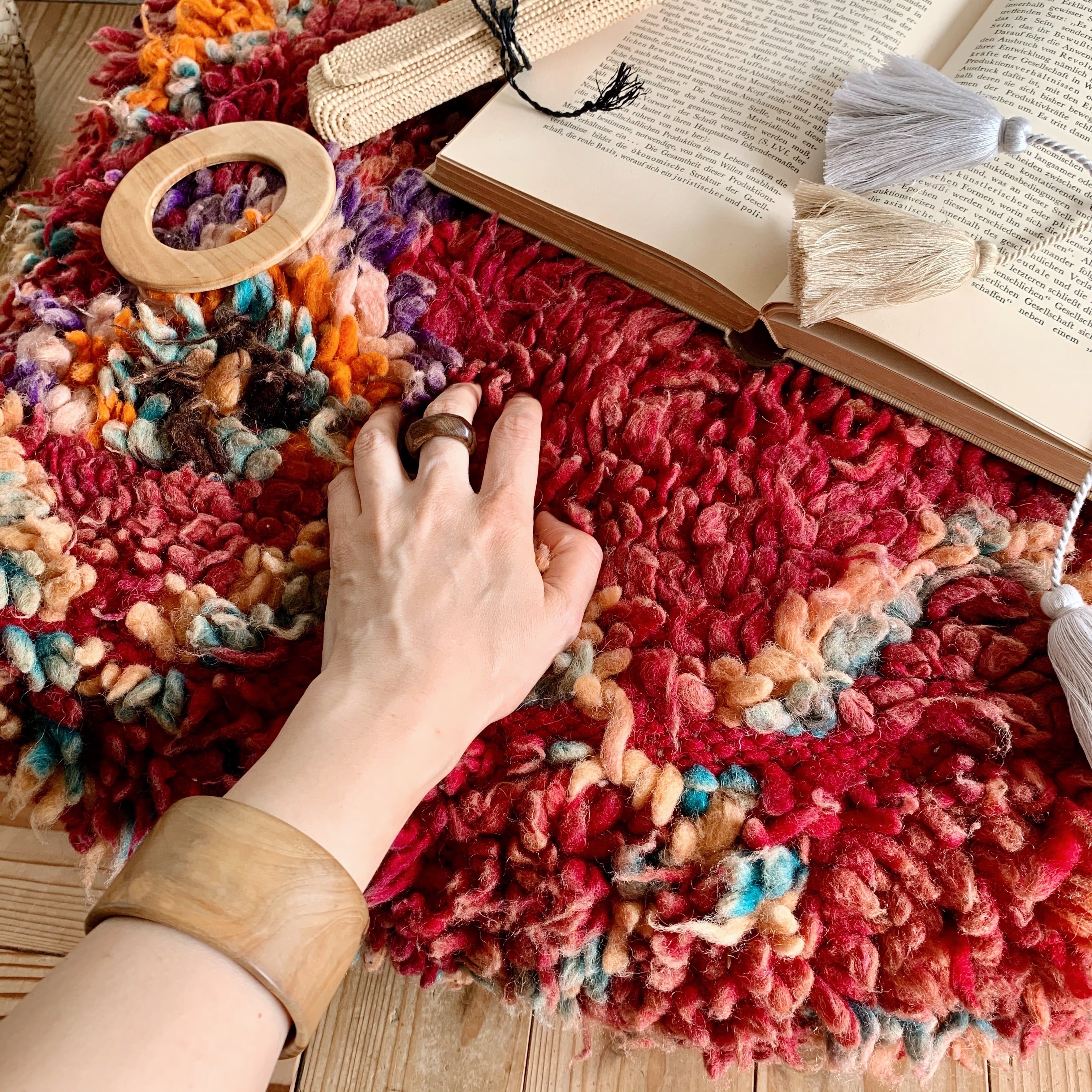 モロッコラグ リメイク プフ60×60×20 カラフル モロッコ プフ 60×60×20cm 2点セット モロッコラグ プフ vintage