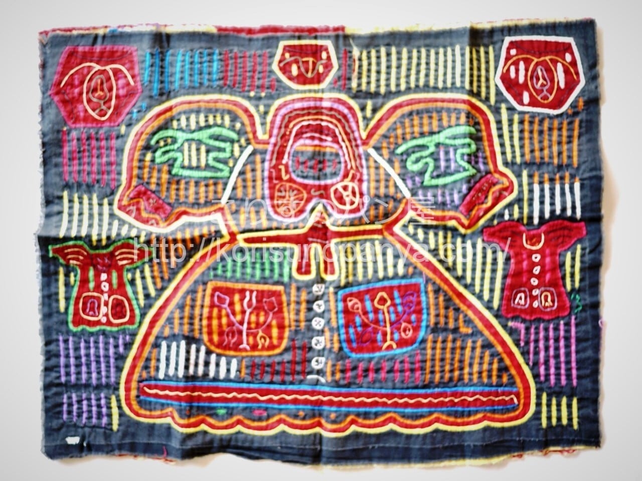 モラ刺繍 MOLA モラキルト パナマ 民族手芸 クナ族 こりすのパン屋Base店 （世界の蚤の市 ひとつだけの宝物）